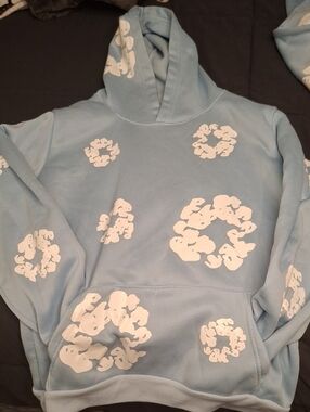 Light Blue Floral Graphic Hoodie Sweater And Pants
